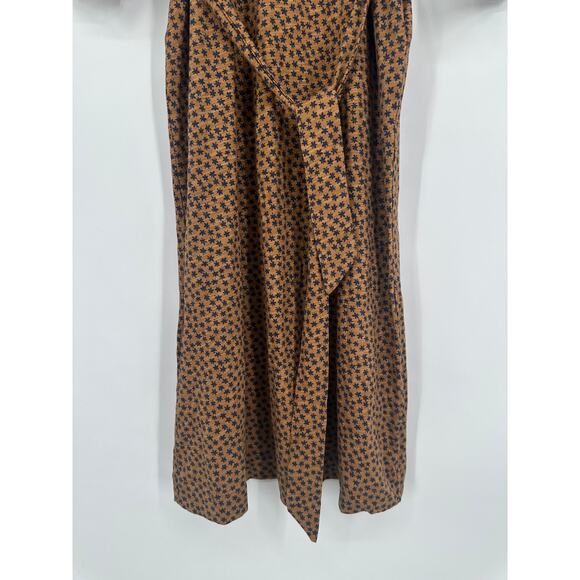 Boden Notch Neck Jersey Midi Dress Floral 3/4 Balloon Sleeve Belted, Brown - Picture 7 of 12